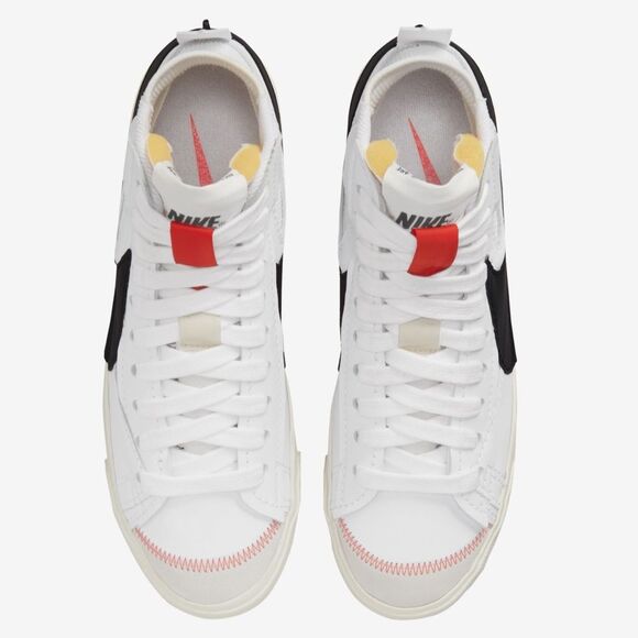 NIKE 9.5 Men’s White Black Blazer Mid '77 Jumbo with Orange Thread Detail - Picture 4 of 14